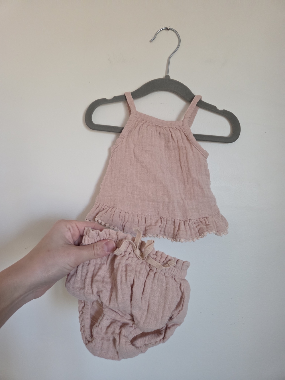 Jamie Kay Pink Gauze Ruffle Tank & Bloomers Set